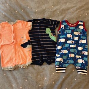 [bundle of 3] Baby Boy size 9 month rompers • Perfect for summer • EUC